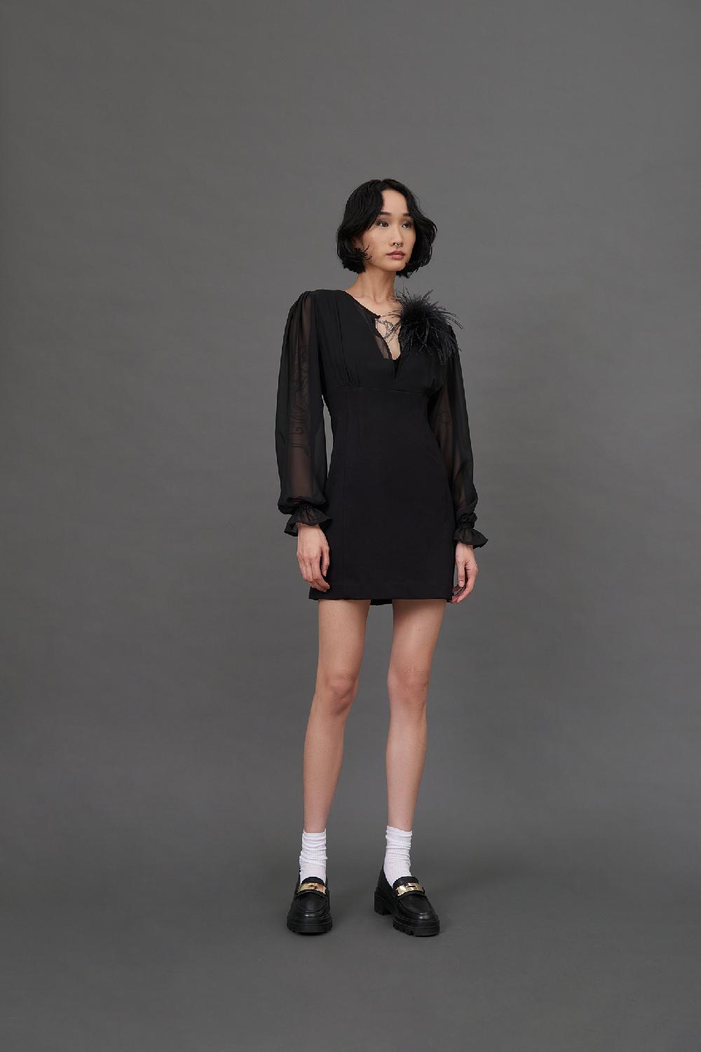 Soallure ABITO A TUBINO CORTO CON MANICHE AMPIE IN GEORGETTE