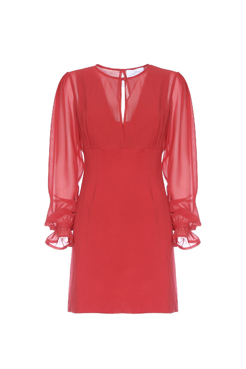 Soallure ABITO A TUBINO CORTO CON MANICHE AMPIE IN GEORGETTE