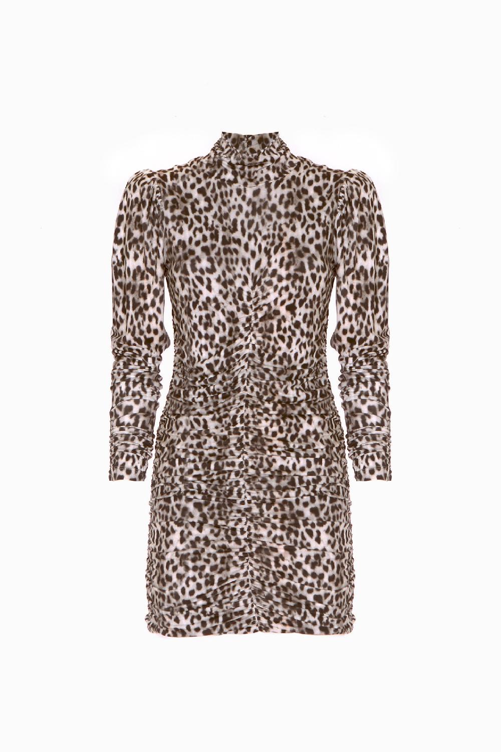 Soallure ABITO CORTO A COLLO ALTO CON ARRICCIATURE LEOPARDATO