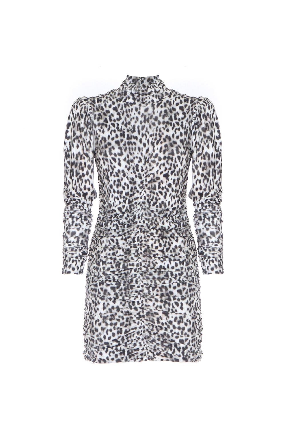 Soallure ABITO CORTO A COLLO ALTO CON ARRICCIATURE LEOPARDATO