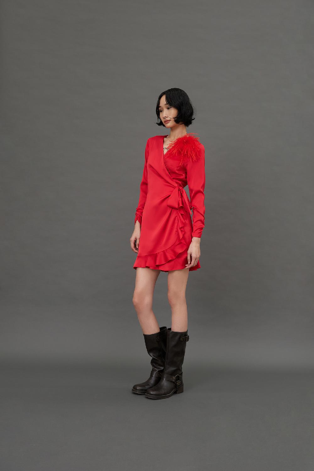 Soallure ABITO CORTO CON INCROCIO A PORTAFOGLIO IN RASO