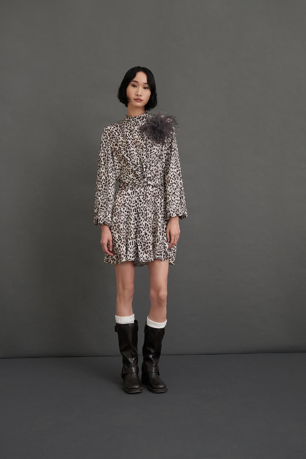 Soallure ABITO CORTO CON LUPETTO A FANTASIA LEOPARDATA