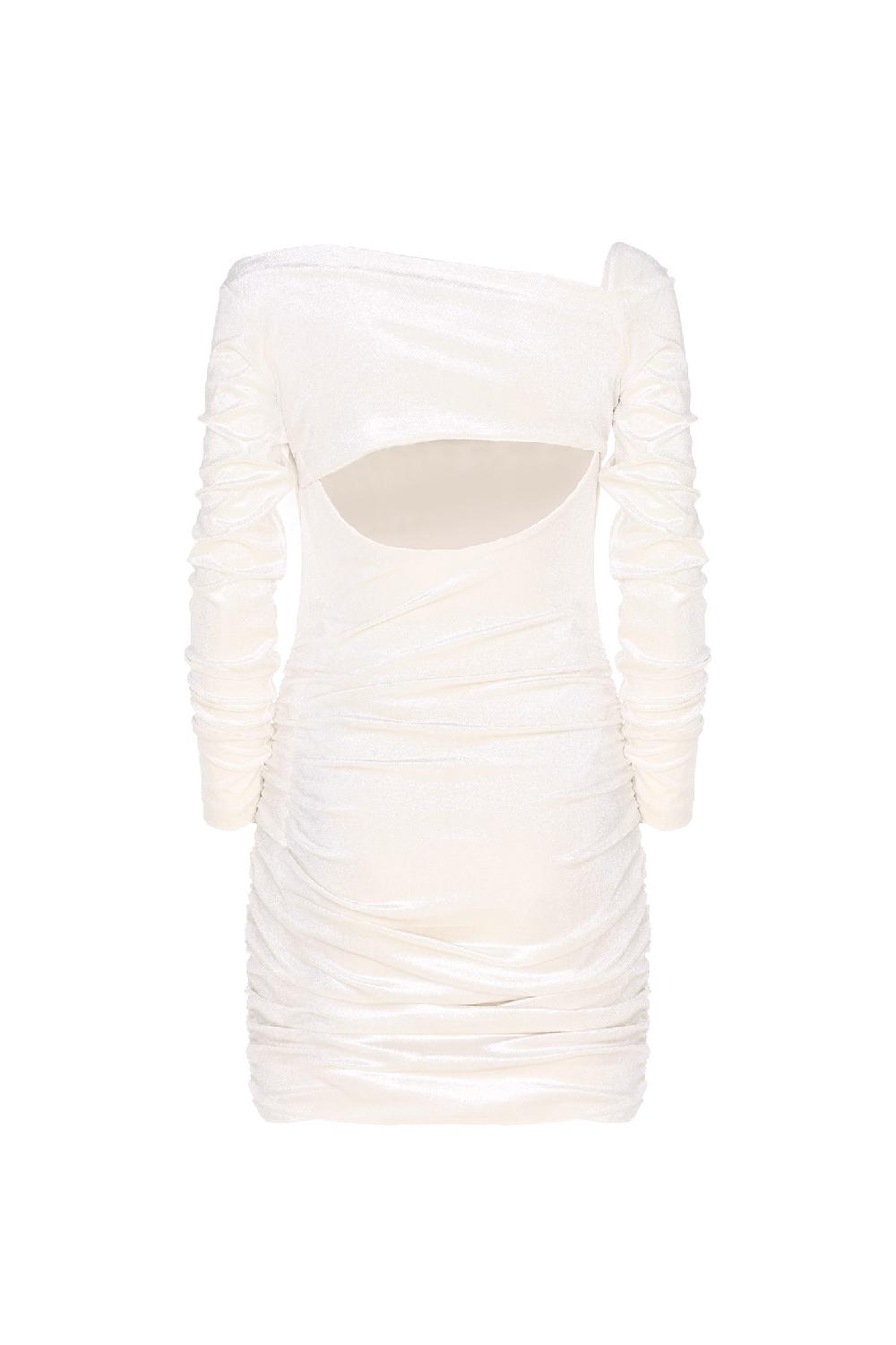 Soallure ABITO CORTO CON SPALLE ASIMMETRICHE E ARRICCIATURE