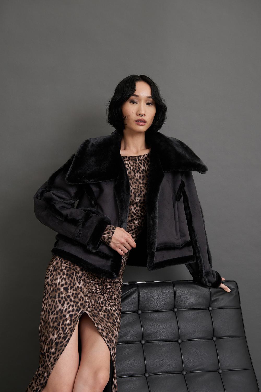 Soallure ABITO MIDI CON ARRICCIATURE FANTASIA LEOPARDATA