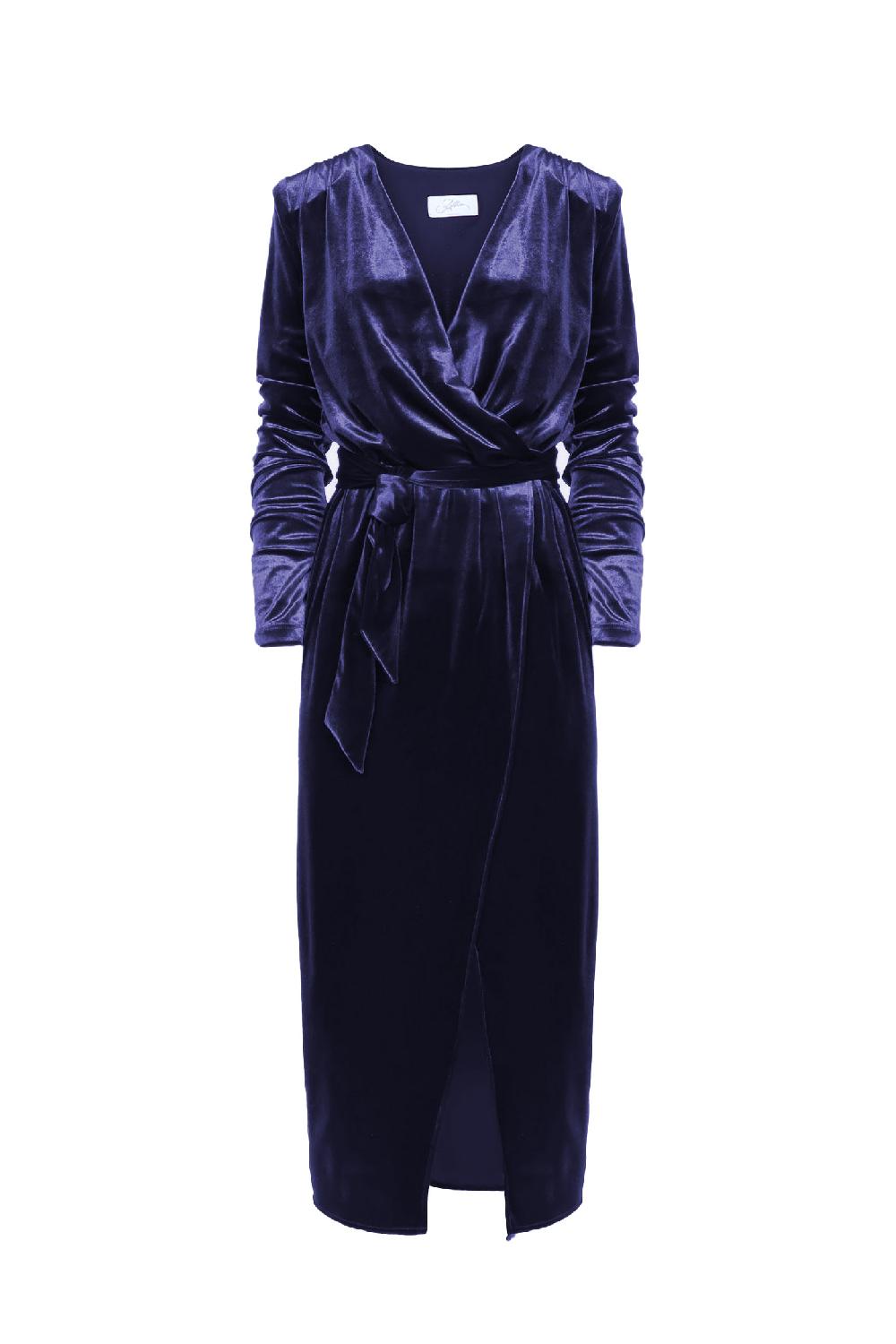 Soallure ABITO MIDI CON SCOLLO A INCROCIO IN VELLUTO