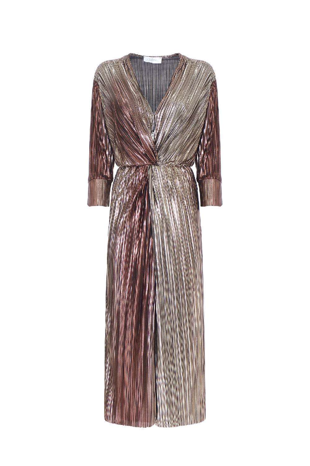 Soallure ABITO MIDI CON SCOLLO A V E SPACCO MULTICOLOR