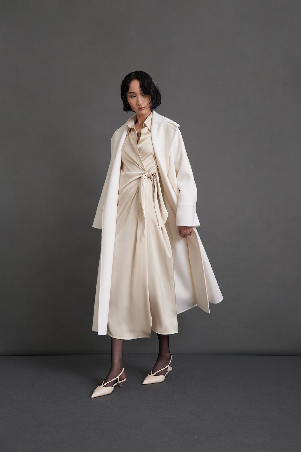 Soallure ABITO MIDI INCROCIO A PORTAFOGLIO E COLLETTO IN RASO