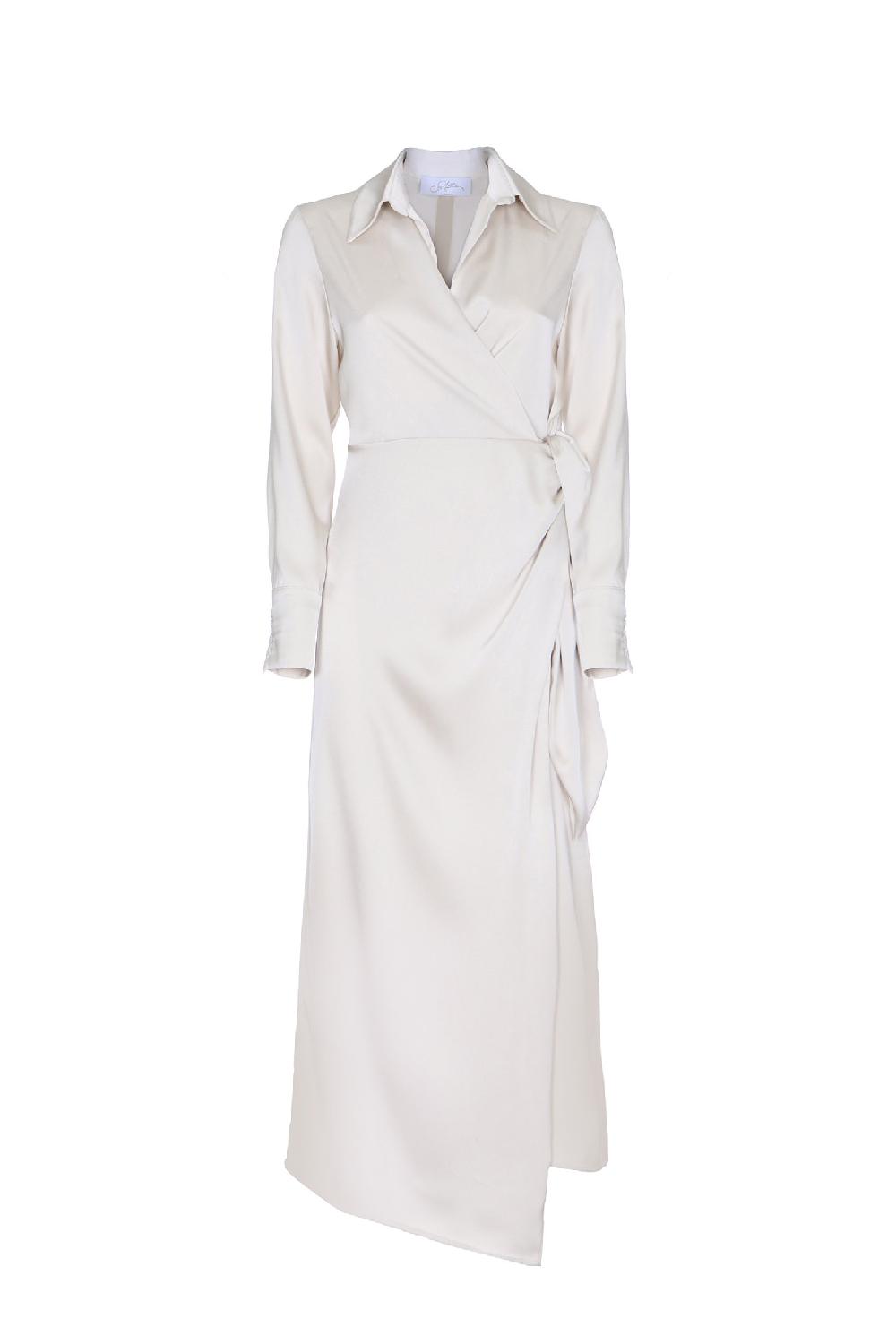 Soallure ABITO MIDI INCROCIO A PORTAFOGLIO E COLLETTO IN RASO