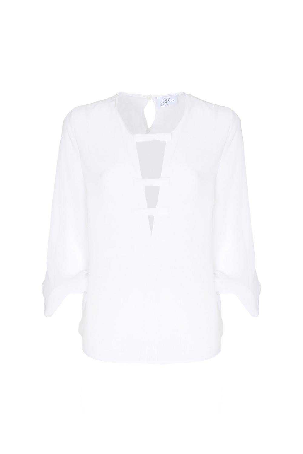 Soallure BLUSA CON SCOLLO A V PROFONDO E FIOCCHETTI