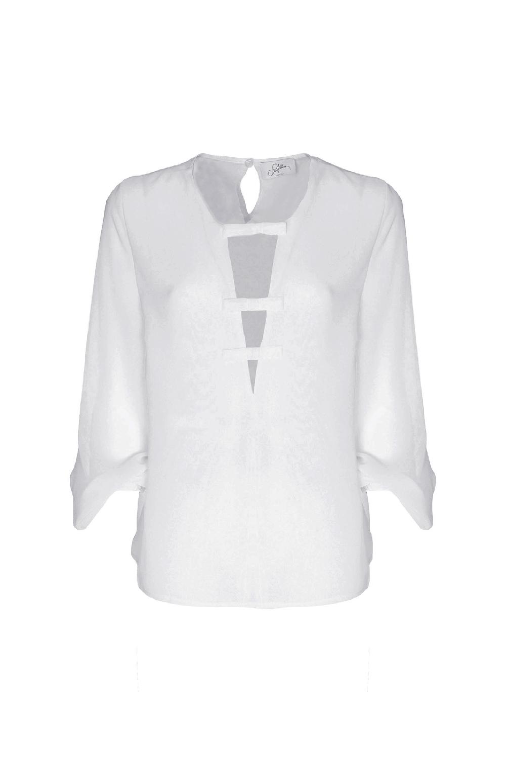 Soallure BLUSA CON SCOLLO A V PROFONDO E FIOCCHETTI