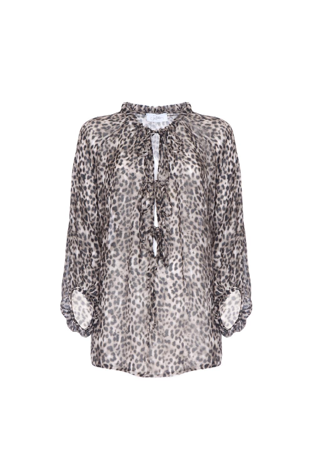 Soallure BLUSA CON SCOLLO PROFONDO A FANTASIA LEOPARDATA