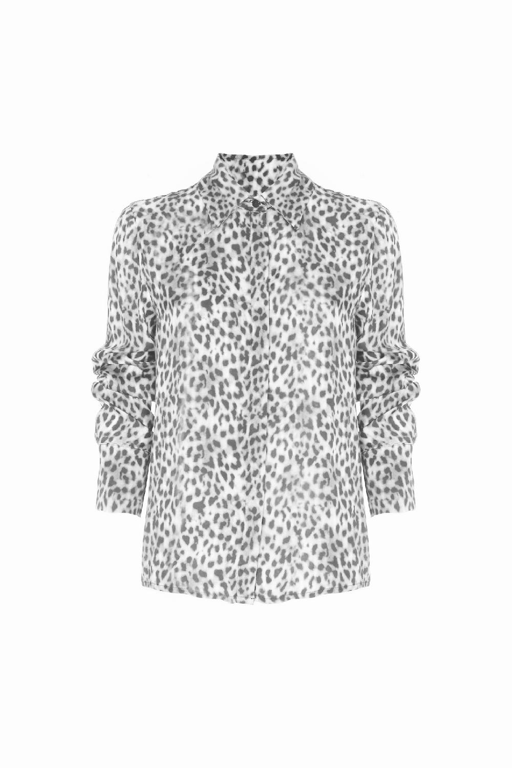 Soallure CAMICIA CON COLLETTO IN RASO FANTASIA LEOPARDATA