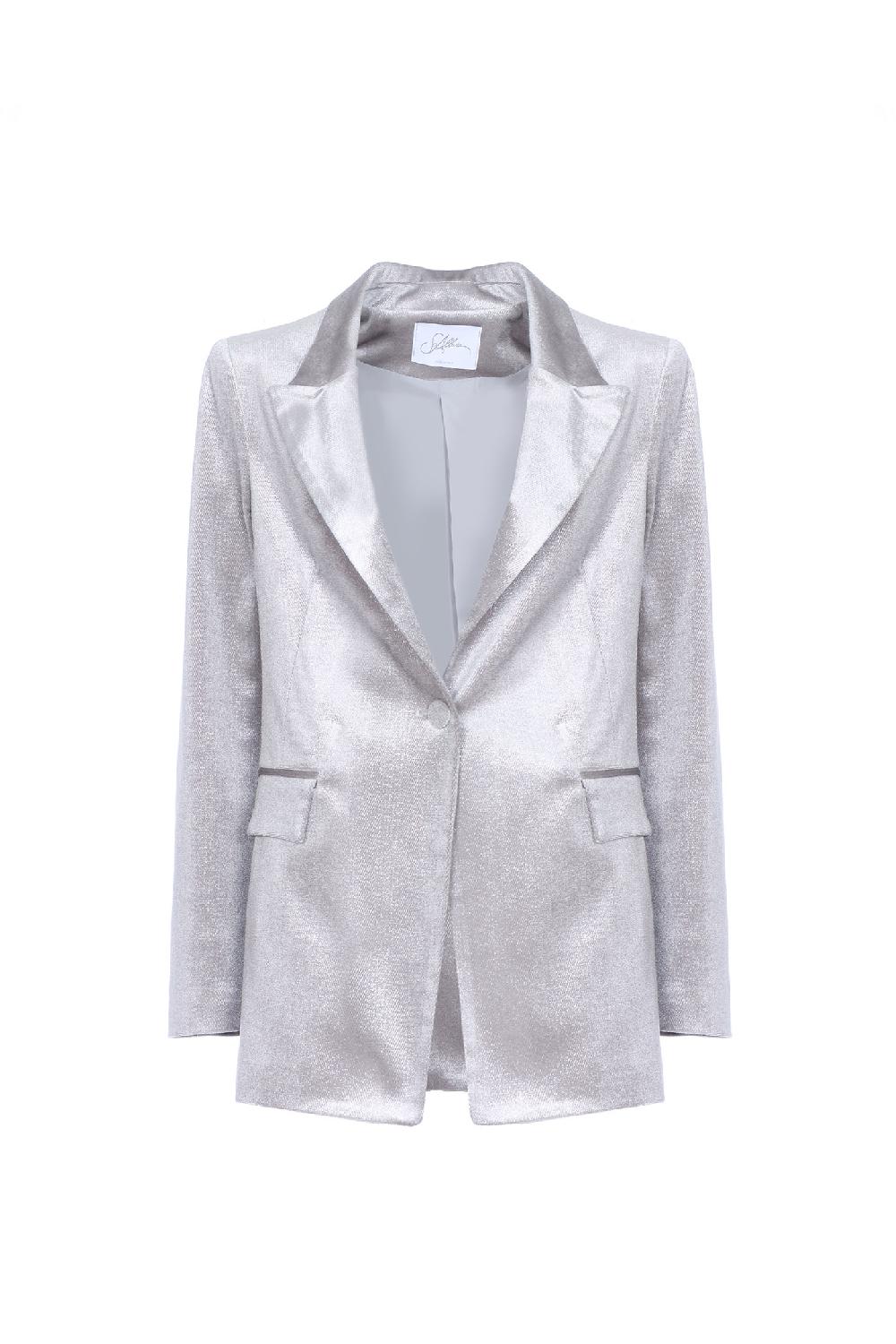 Soallure GIACCA A MONOPETTO SLIM IN VELLUTO SPARKLE