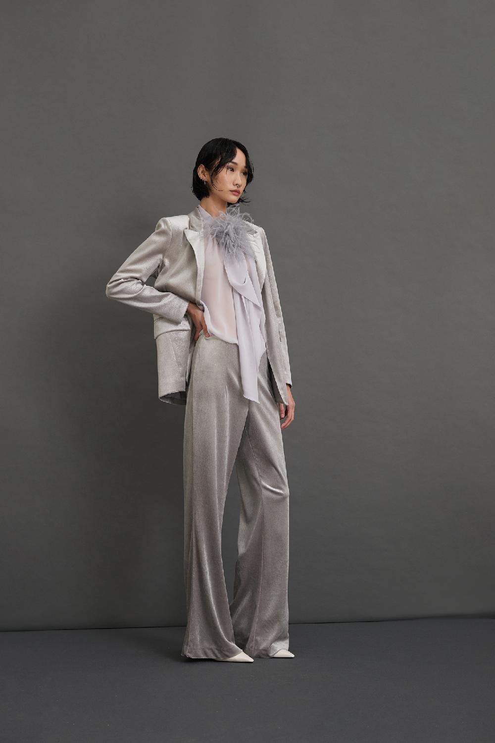 Soallure GIACCA A MONOPETTO SLIM IN VELLUTO SPARKLE