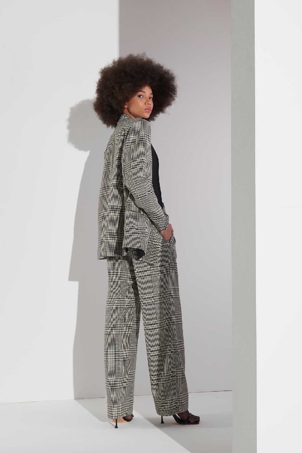 Soallure GIACCA IN TESSUTO PRINCIPE DI GALLES CON REVER CONTRASTO