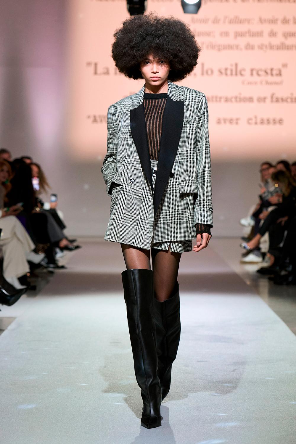 Soallure GIACCA IN TESSUTO PRINCIPE DI GALLES CON REVER CONTRASTO