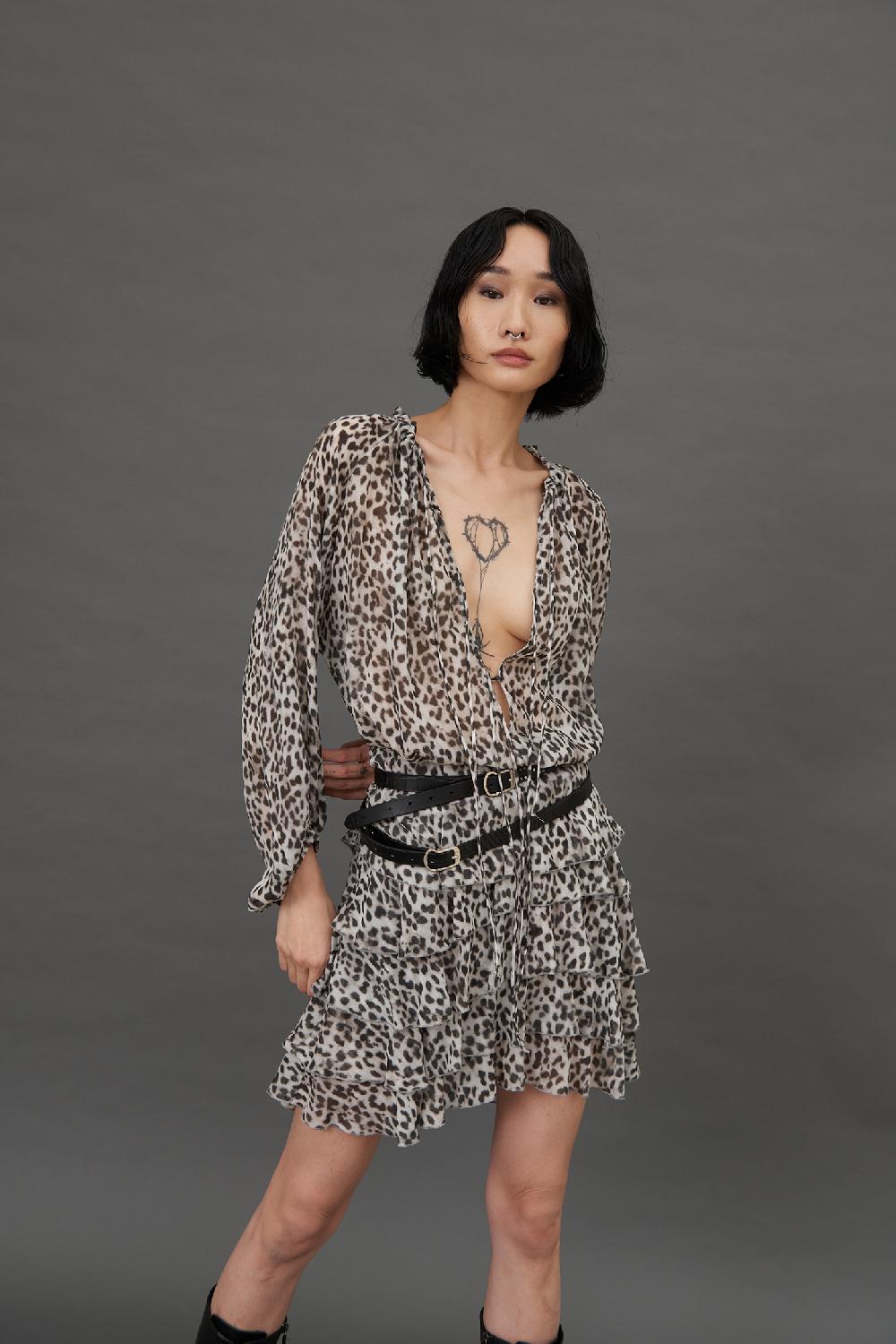 Soallure GONNA CORTA A BALZE CON FANTASIA LEOPARDATA