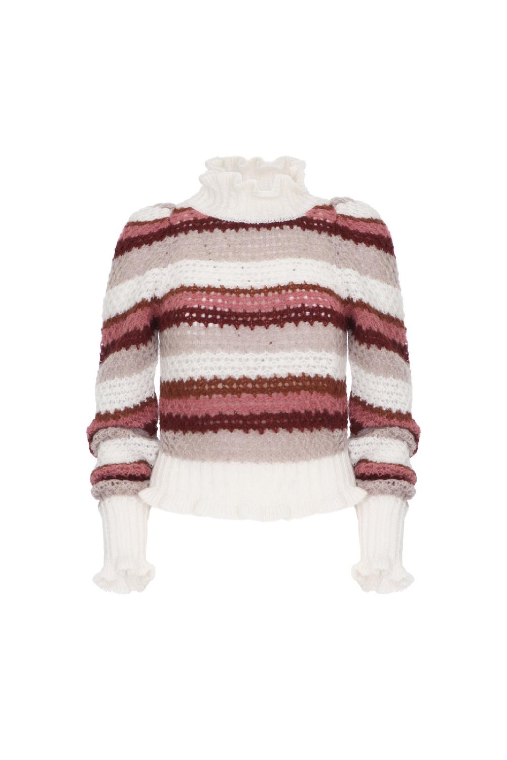 Soallure MAGLIA COLLO ALTO E RIGHE A CONTRASTO IN MOHAIR