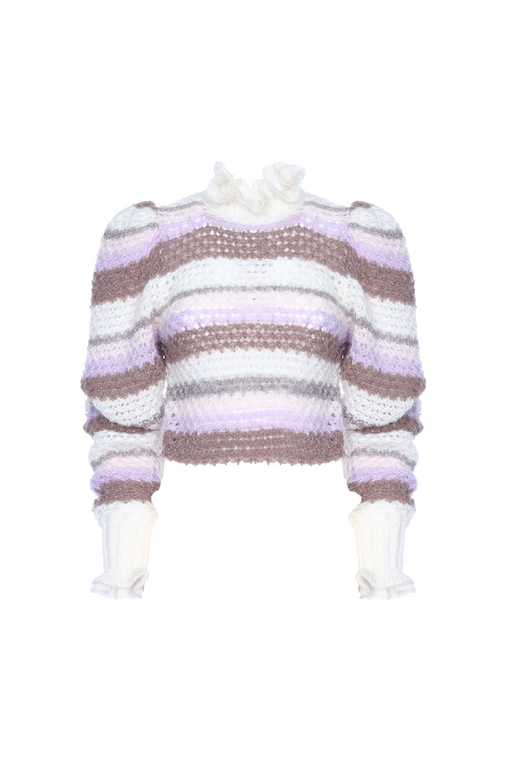 Soallure MAGLIA COLLO ALTO E RIGHE A CONTRASTO IN MOHAIR