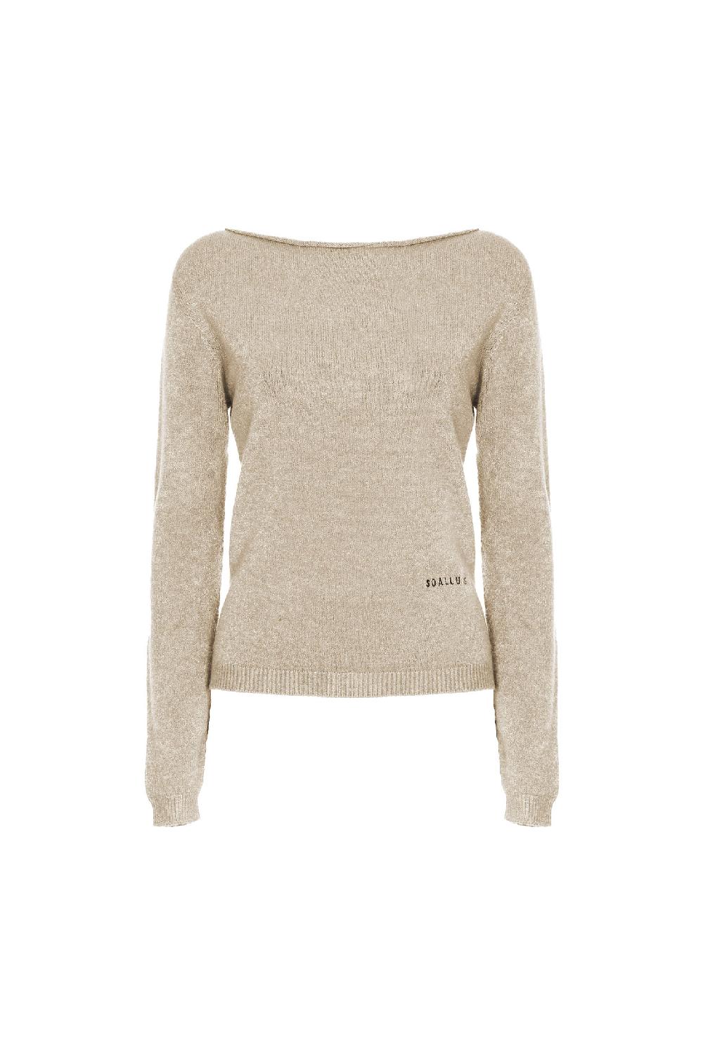 Soallure MAGLIA SLIM SCOLLO A BARCA CON RICAMO SOALLURE