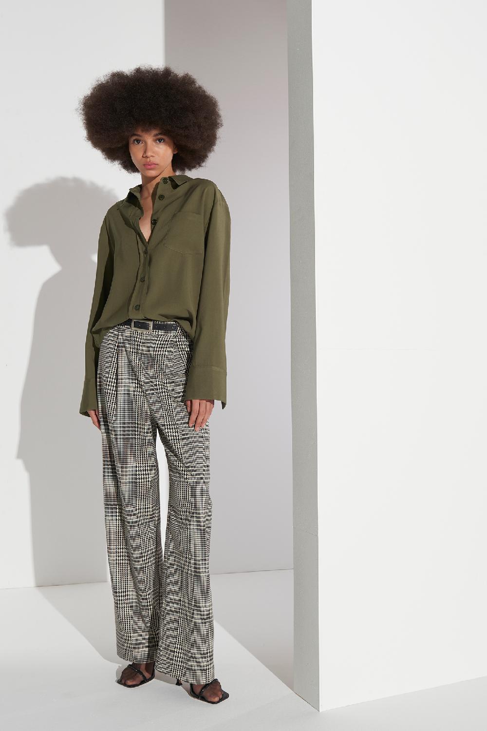 Soallure PANTALONE A PALAZZO IN TESSUTO PRINCIPE DI GALLES