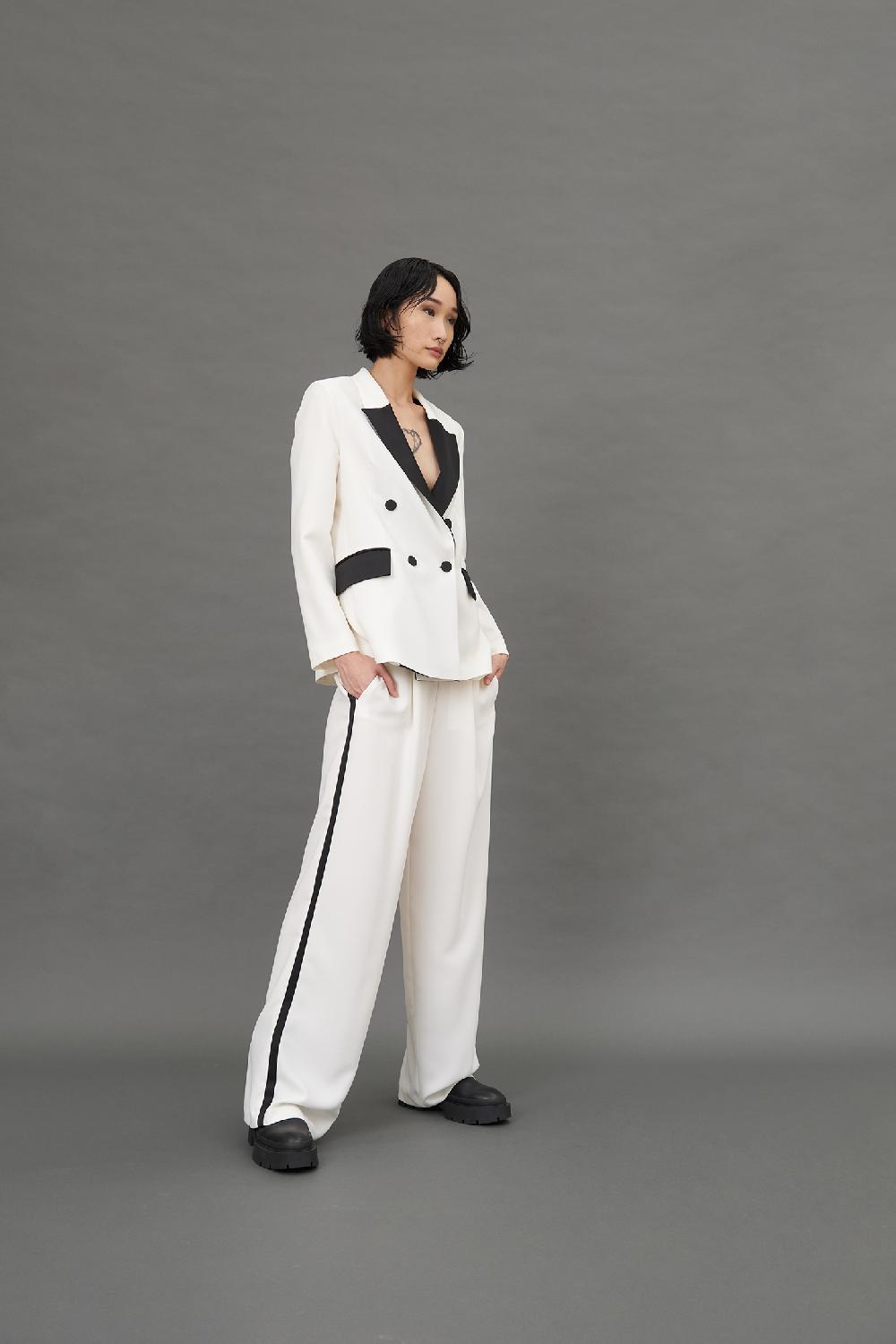 Soallure PANTALONE BOY CON BANDA LATERALE IN RASO SATIN