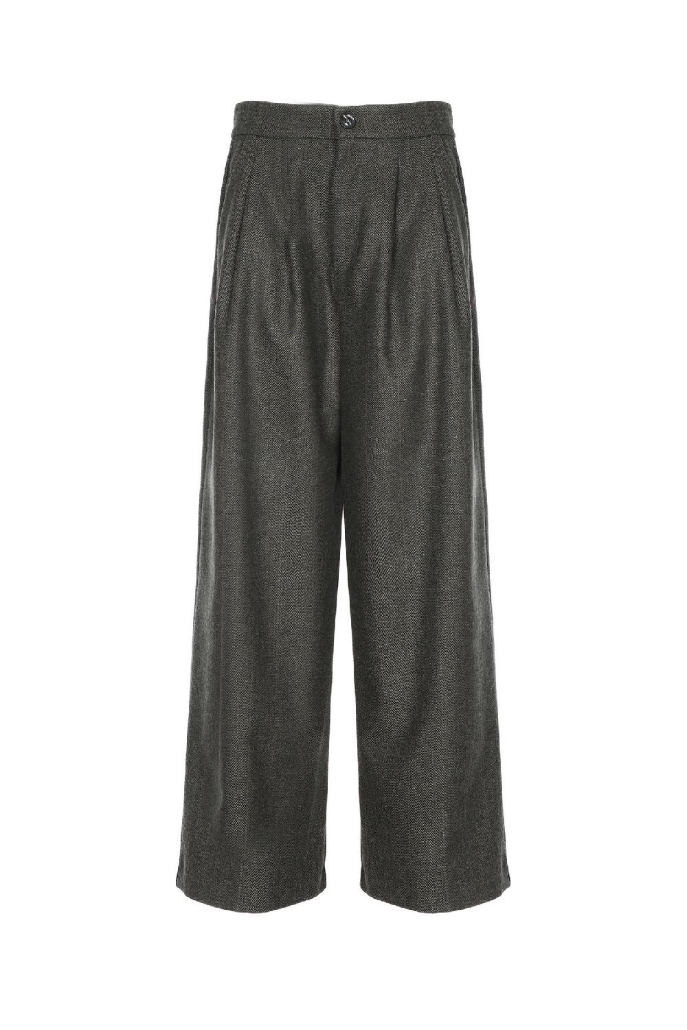 Soallure PANTALONE PALAZZO CON PENCES IN PANNO SPINATO