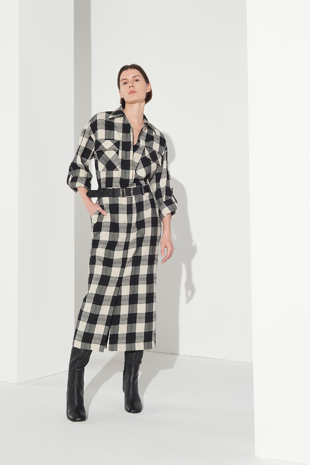 Soallure ABITO CHEMISIER MIDI CHECK IN FLANELLA