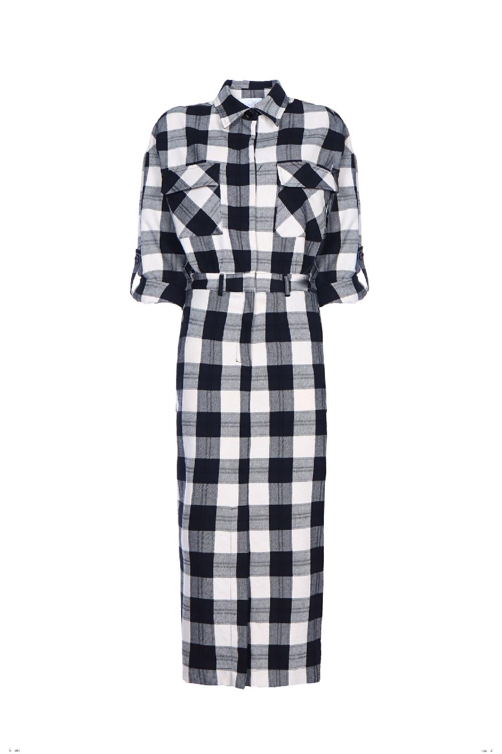 Soallure ABITO CHEMISIER MIDI CHECK IN FLANELLA