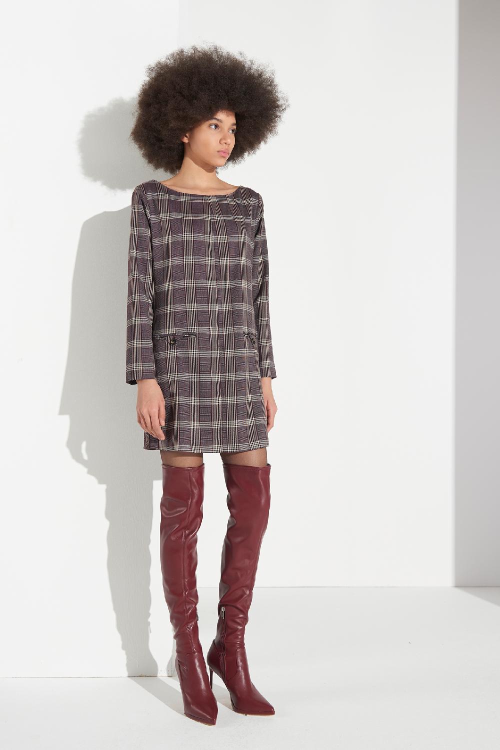 Soallure ABITO CORTO SCOLLO A BARCA FANTASIA