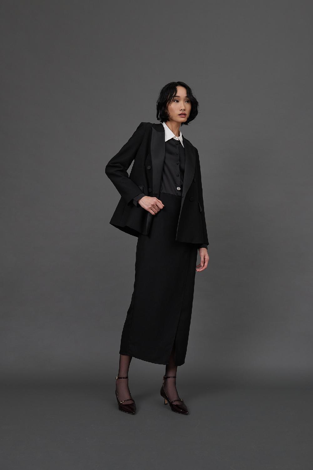 Soallure ABITO LUNGO PUNTO MILANO CON CAMICIA RASO