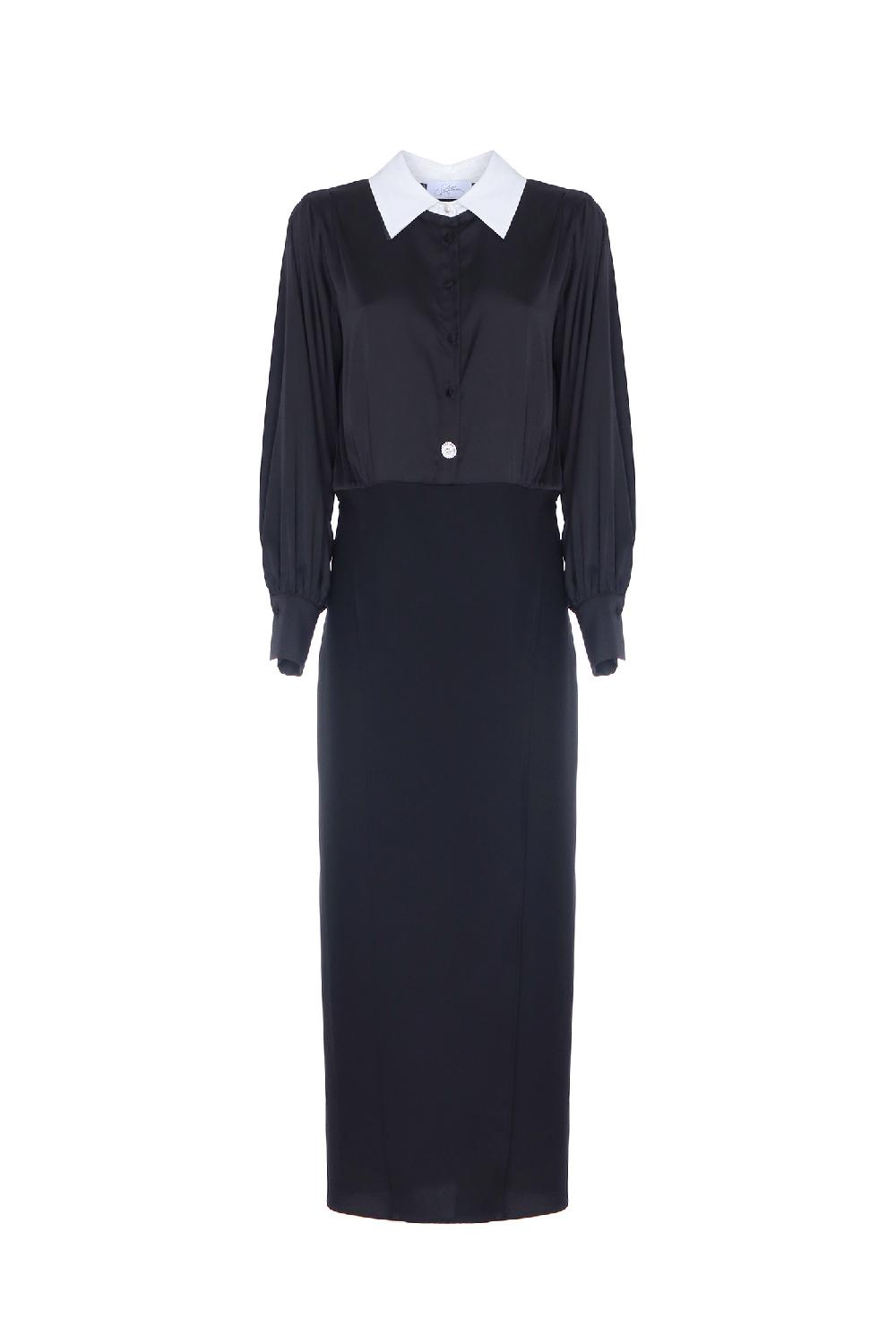 Soallure ABITO LUNGO PUNTO MILANO CON CAMICIA RASO