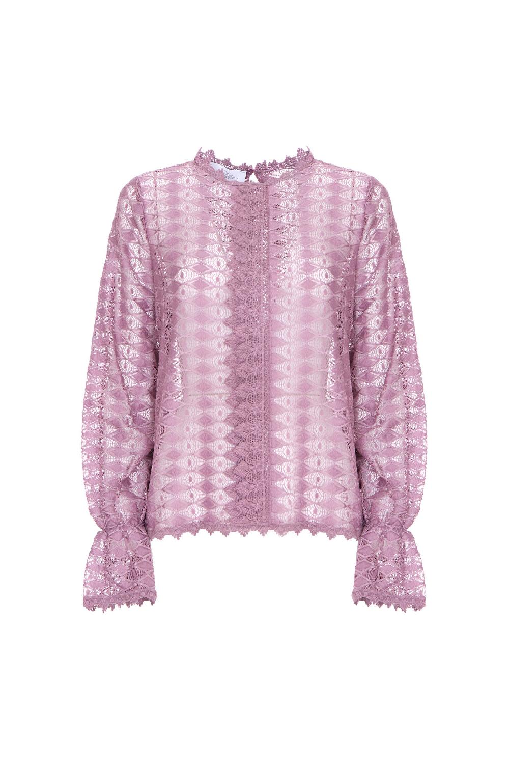 Soallure BLUSA MANICHE BALOON PIZZO STRETCH