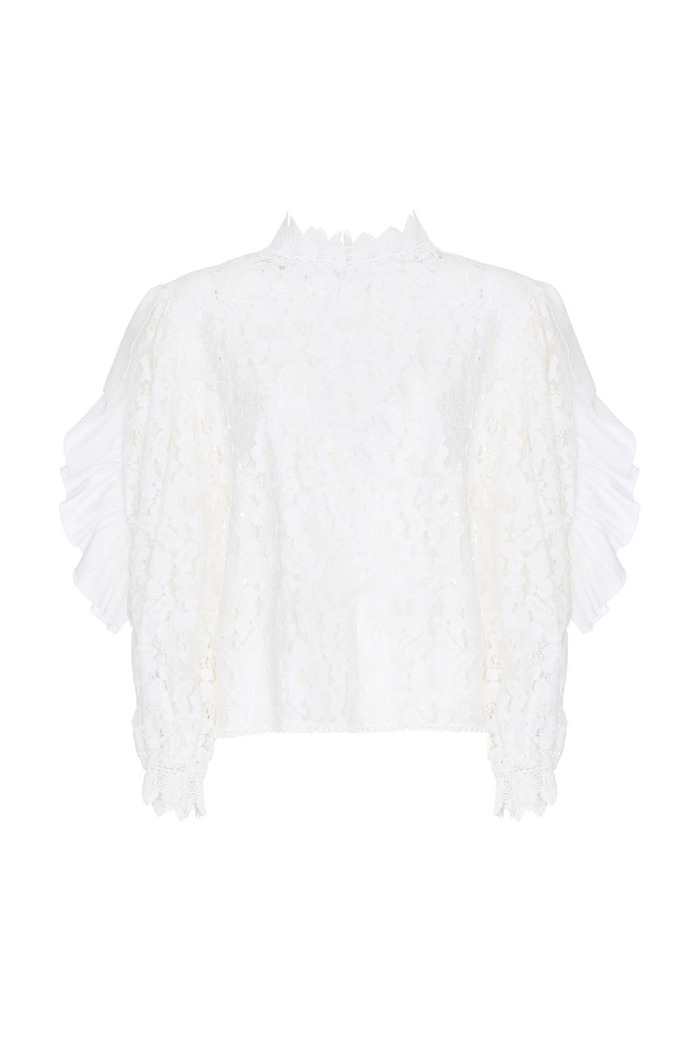 Soallure BLUSA MANICHE LUNGHE PIZZO