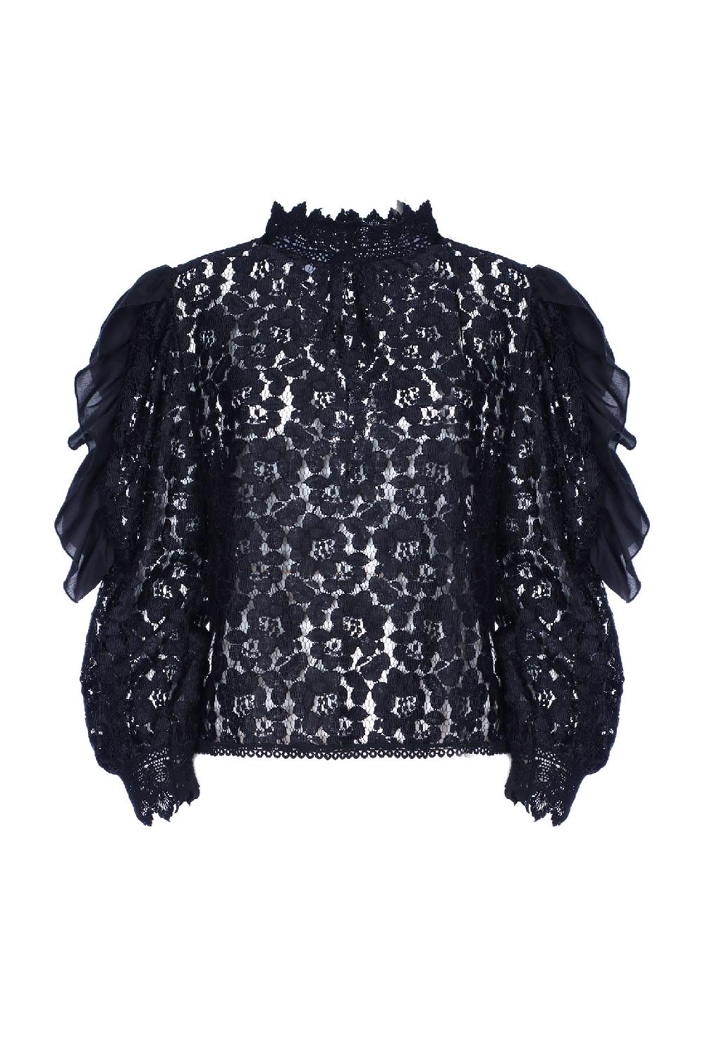 Soallure BLUSA MANICHE LUNGHE PIZZO