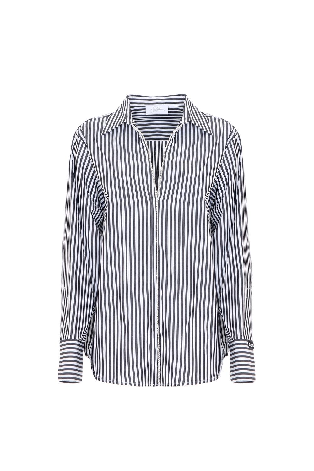 Soallure CAMICIA A RIGHE E STRASS