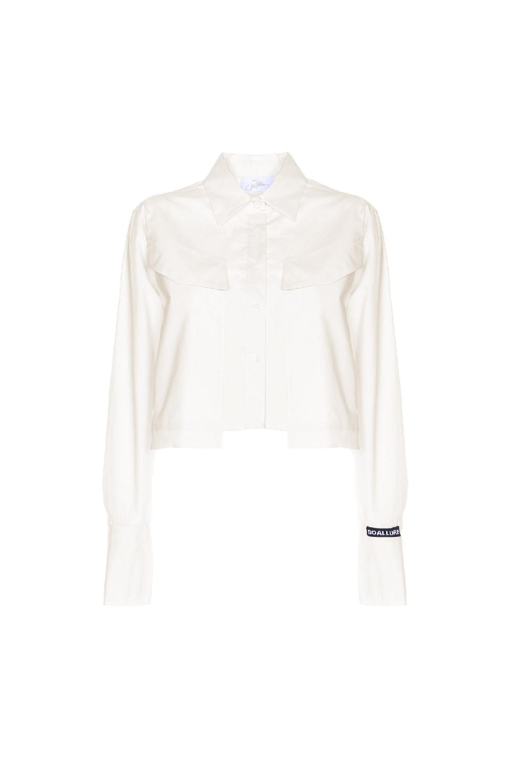 Soallure CAMICIA CROPPED IN COTONE CON TASCHE