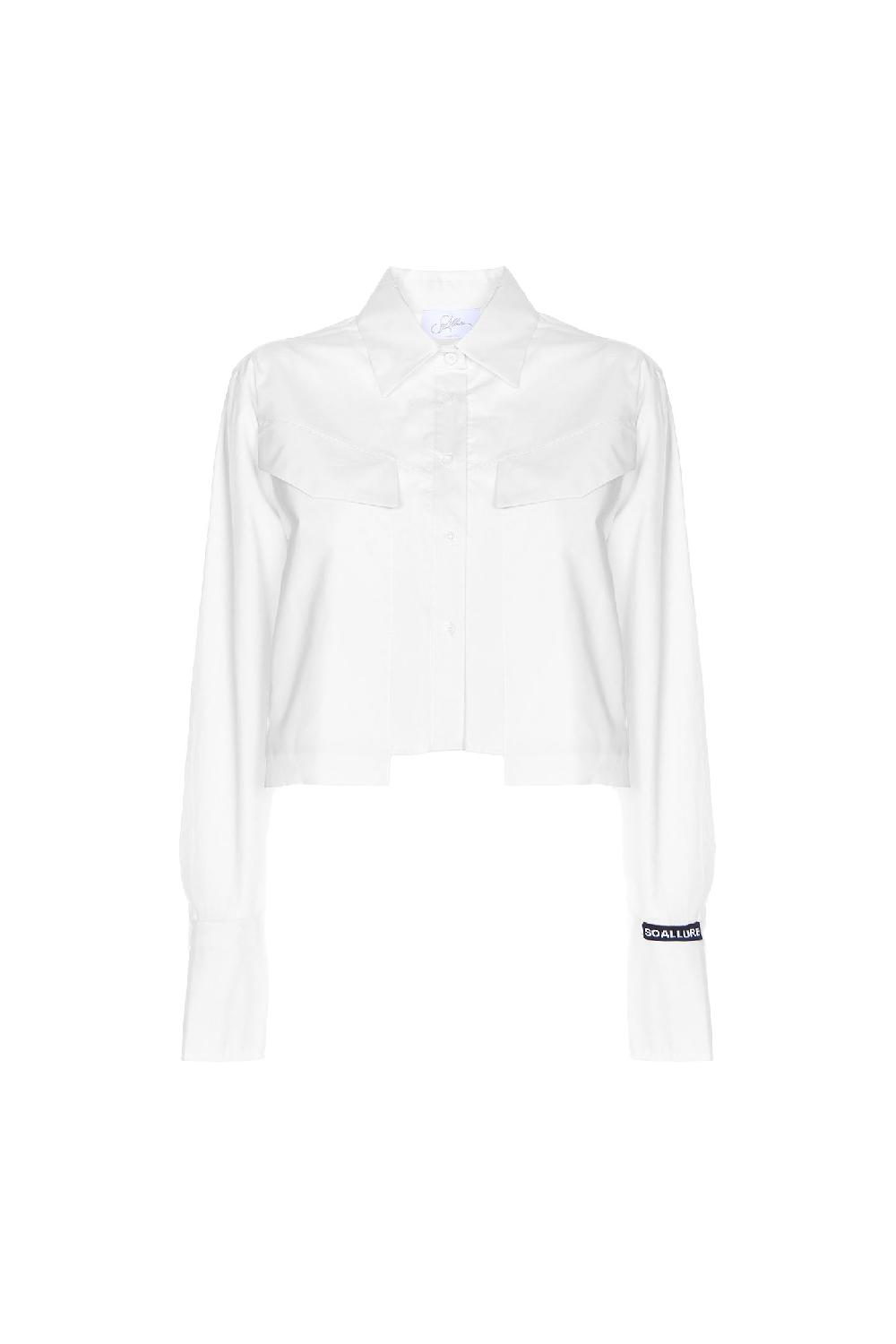 Soallure CAMICIA CROPPED IN COTONE CON TASCHE