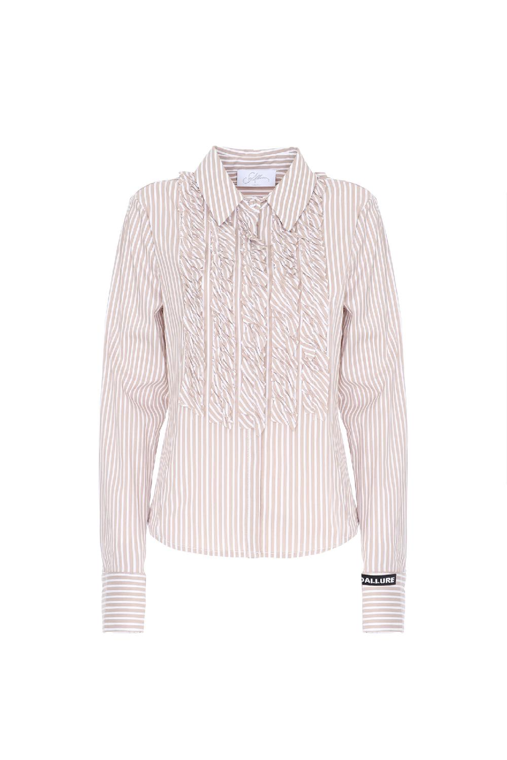 Soallure CAMICIA SLIM CON RIGHE E ROUCHES