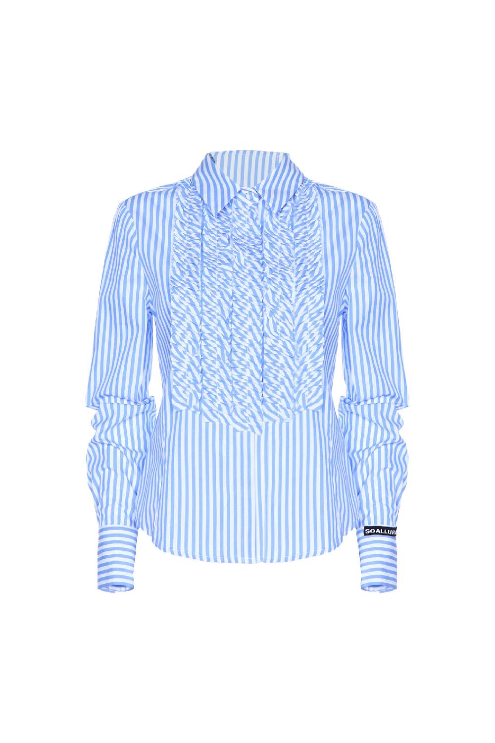 Soallure CAMICIA SLIM CON RIGHE E ROUCHES