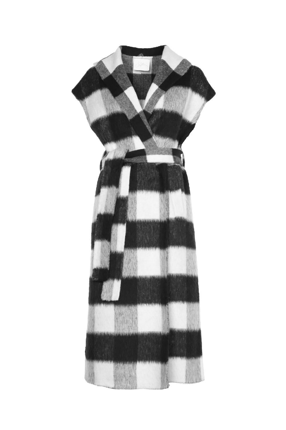 Soallure CAPPOTTO SENZA MANICHE CON CINTURA CHECK