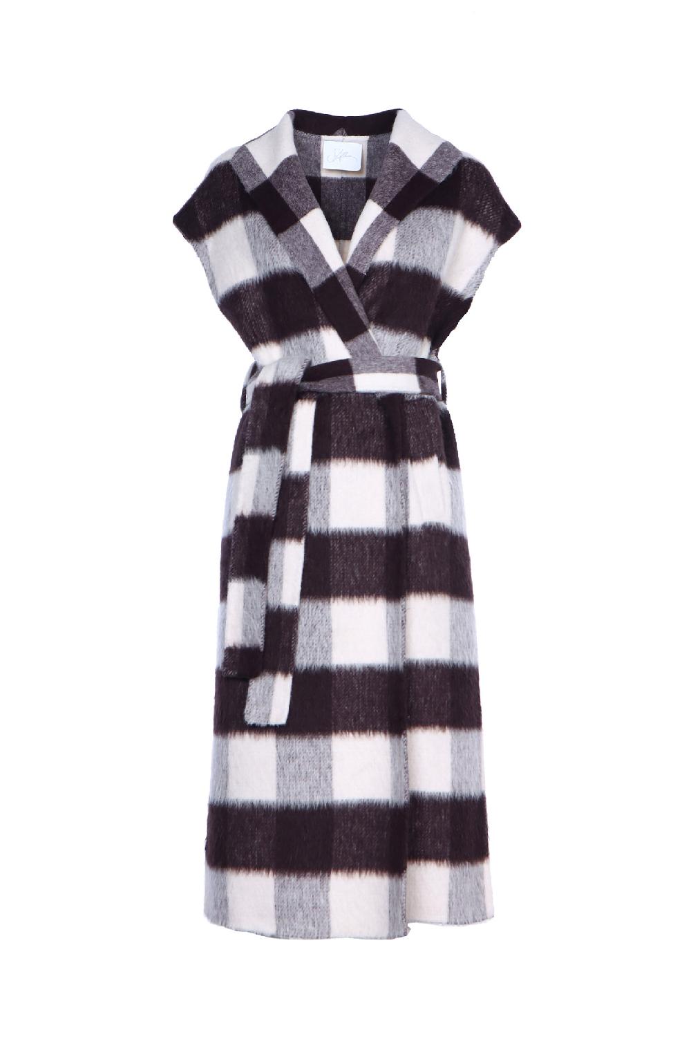 Soallure CAPPOTTO SENZA MANICHE CON CINTURA CHECK