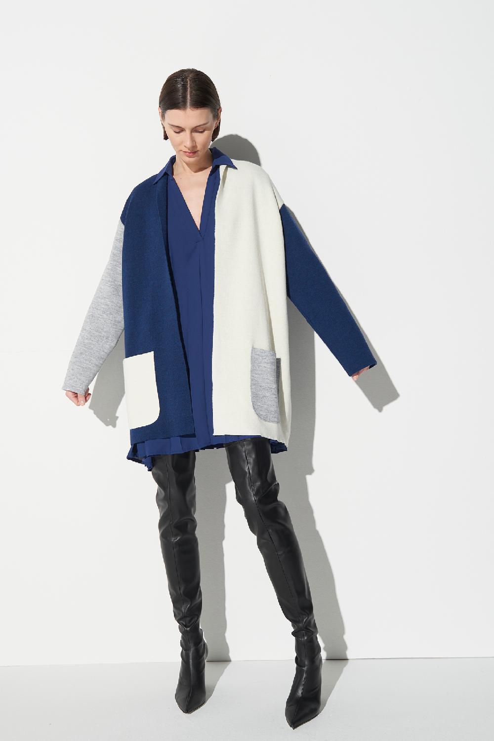 Soallure CARDIGAN BLOCK COLOR CORTO LANA