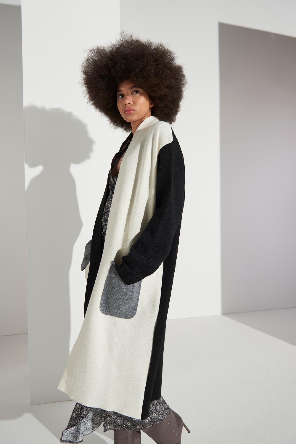 Soallure CARDIGAN BLOCK COLOR LUNGO LANA