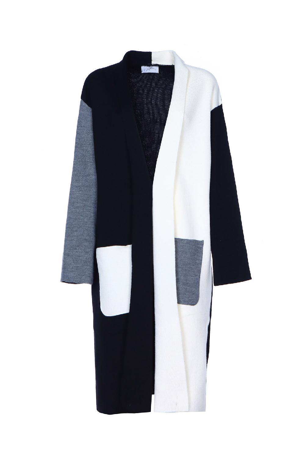 Soallure CARDIGAN BLOCK COLOR LUNGO LANA