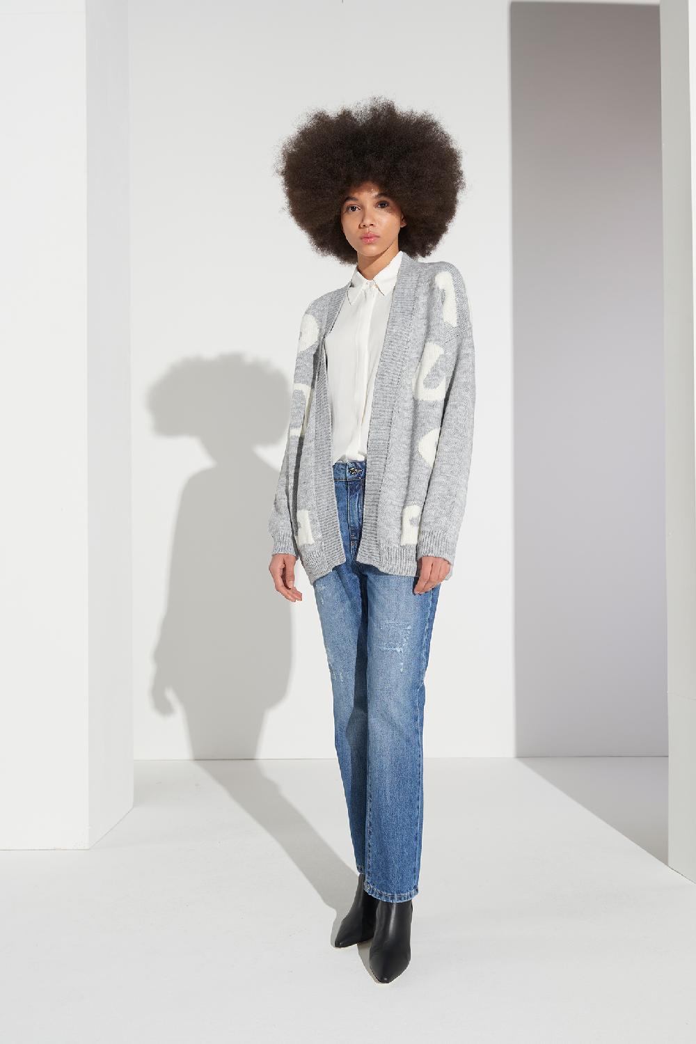 Soallure CARDIGAN LETTERING CORTO MISTO LANA