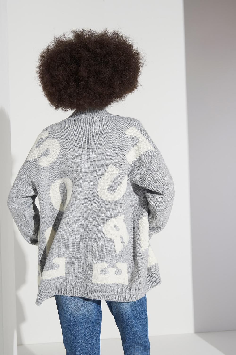 Soallure CARDIGAN LETTERING CORTO MISTO LANA