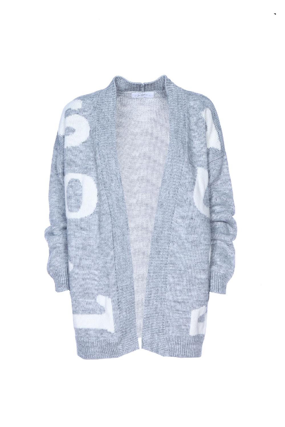 Soallure CARDIGAN LETTERING CORTO MISTO LANA