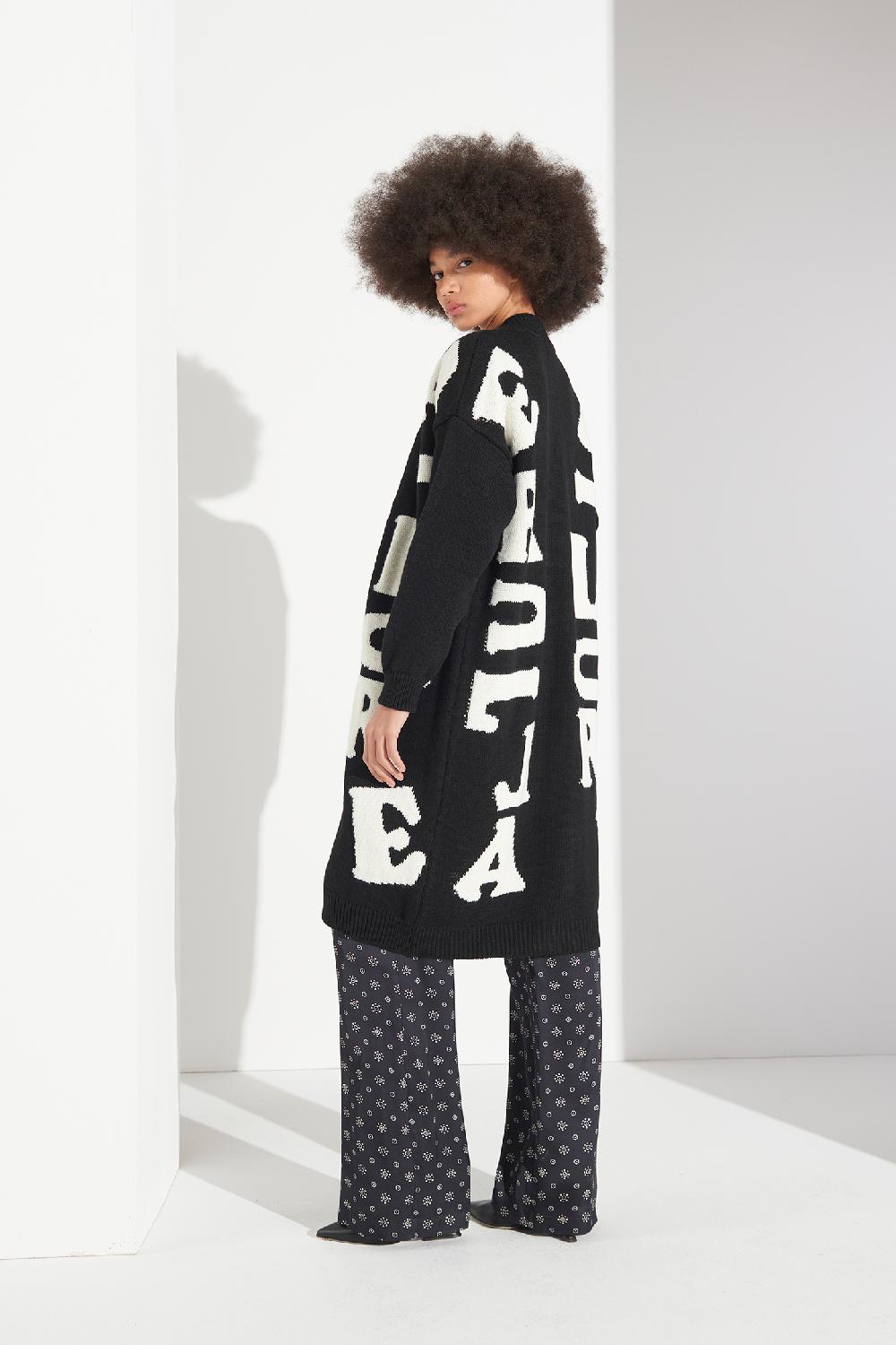 Soallure CARDIGAN LETTERING LUNGO MISTO LANA