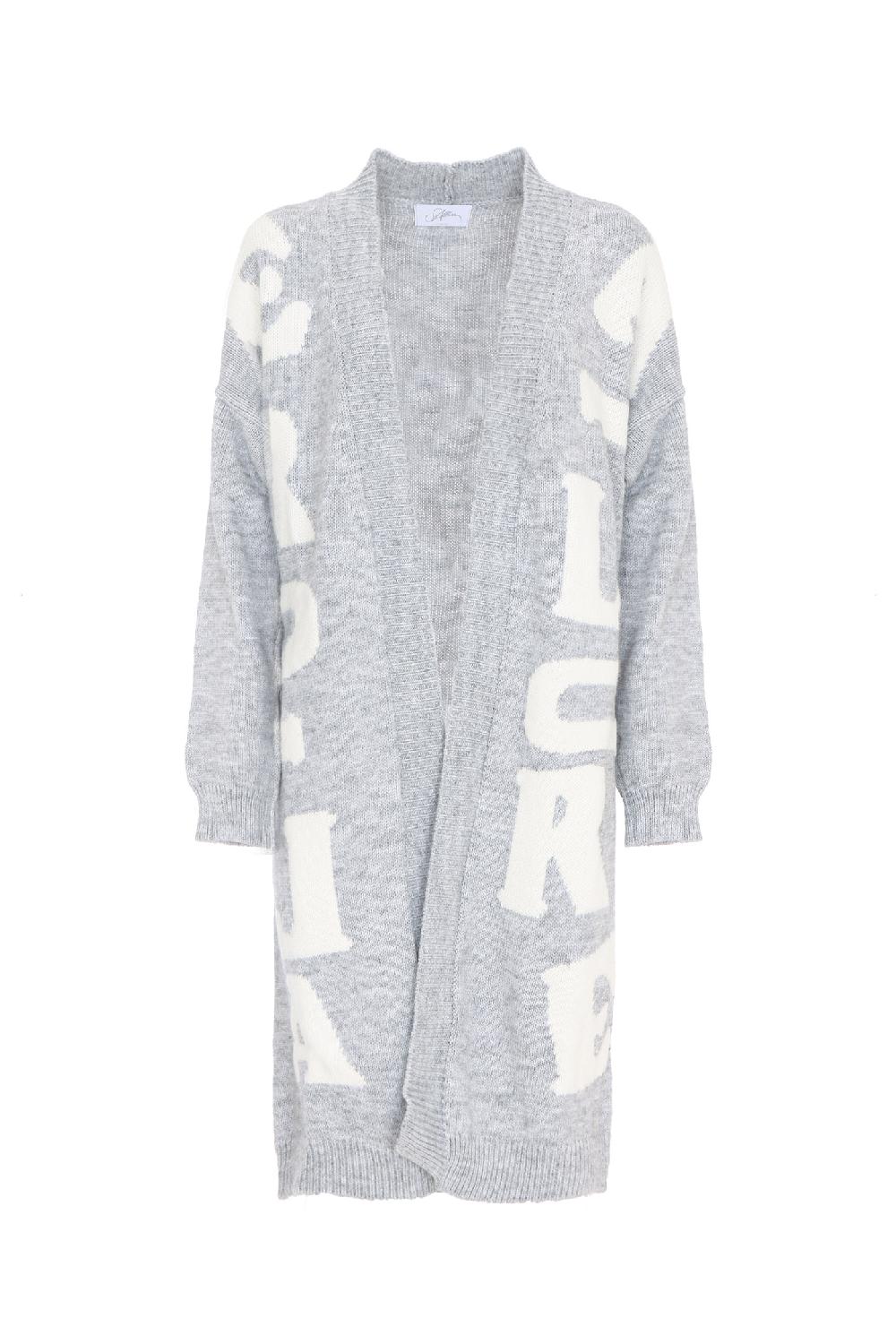 Soallure CARDIGAN LETTERING LUNGO MISTO LANA